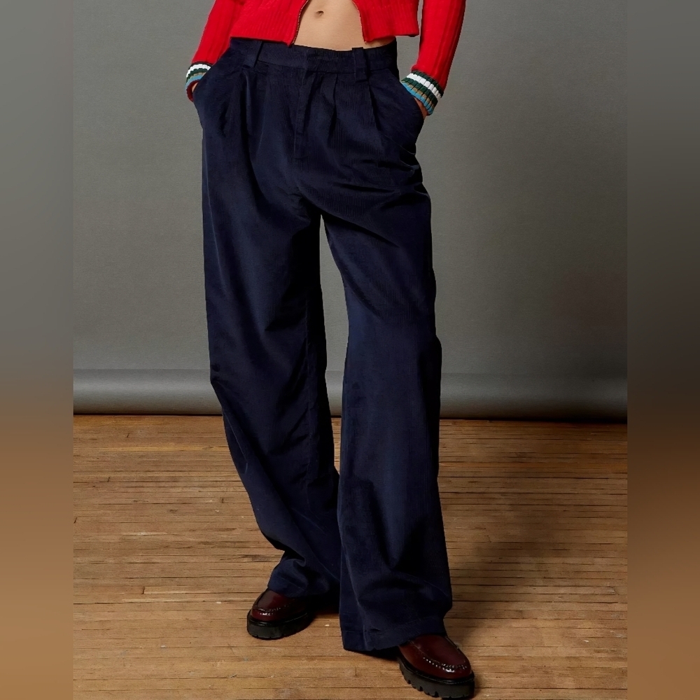 BDG Urban Outfitters Corduroy Wide Leg Pants Navy Blue Size 6